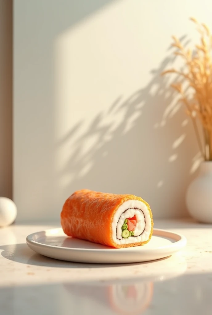 A roll of food, animated in a quiet place and make it like a logo 