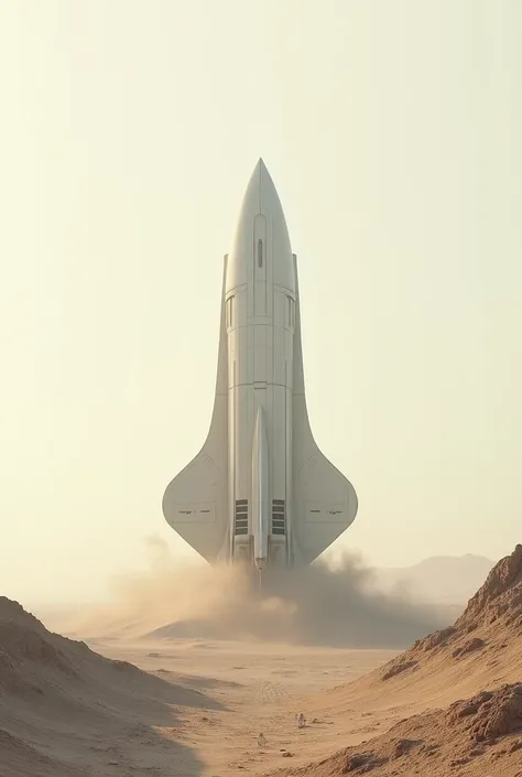 spaceship coming out of the ground, minimalist spaceship.