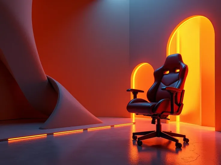 create a background for a gaming chair, orange standing on the right 