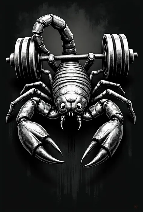 Image for a scorpion shirt with weights in black and white, Dark 
