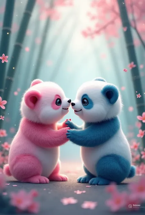 Pink Panda and blue Panda