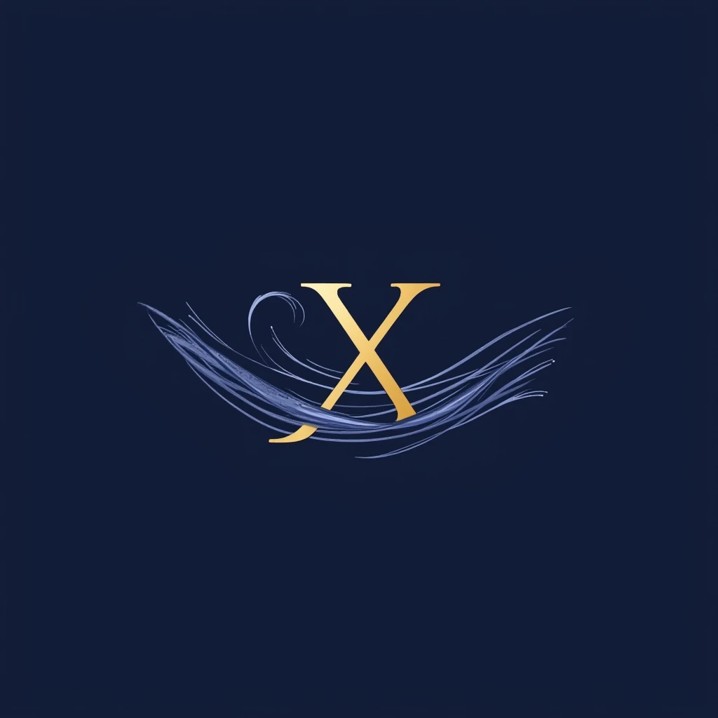 Design a logo for ‘Yumshoq X’ inspired by the Velvet Tides concept. The logo should evoke a sense of luxury, calmness, and fluidity, with rich, deep colors like midnight blue, soft gold, and hints of violet. The design should feature smooth, flowing lines ...