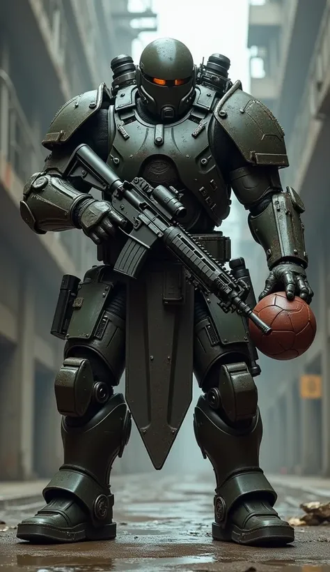 Human Shaper,Hold the m4 gun,Put on brutal armor,Take the left leg, pinch the football.