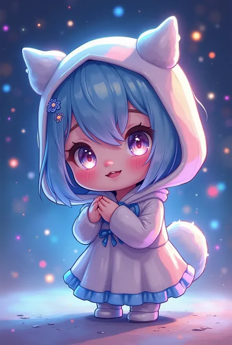  cute, Characters with sparkling and lively eyes with a glowing aura that emits various colors, Similar to a water-eating rainbow . , she has a characteristic that shows purity and desire. ren's curiosity :  big eyes show mood , , a broad smile and a playf...