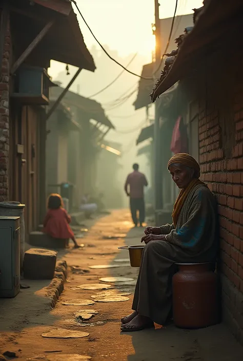 

Opening Scene:

A wide aerial shot of Basantapur Freak Street in the early morning light. The faint sound of temple bells and birds chirping fills the air.

Transition to an old Nepali granny (dressed in a traditional Dhaka topi, a faded cholo with a pat...