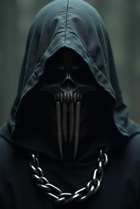 a close up of a person with a hood on and a chain around their neck, digital art by Hristofor Žefarović, featured on Artstation, fine art, hood covers his eyes, hooded figure, the reaper as a scary, dark hooded wraith, reminded me of the grim reaper, hoode...