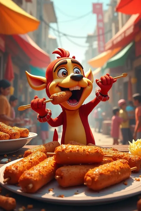 Bajaj mascot again eats kebabs