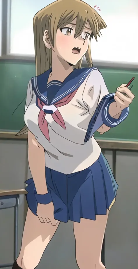  best quality, Top Masterpieces,８Ｋ,((( school uniform sailor uniform , Asuka, who wears a uniform as usual and studies with everyone in the classroom ))),I only think about obscene and obscene things in my head and heart ,I'm always in a state of sexual ex...