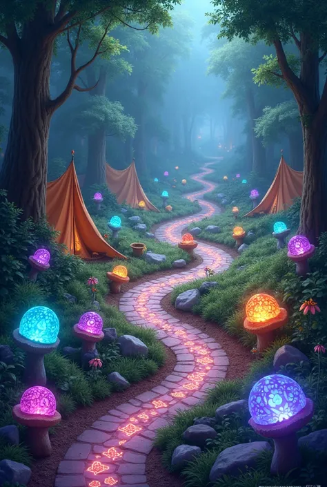 Magical camp landscape and activity trail - gems and geodes