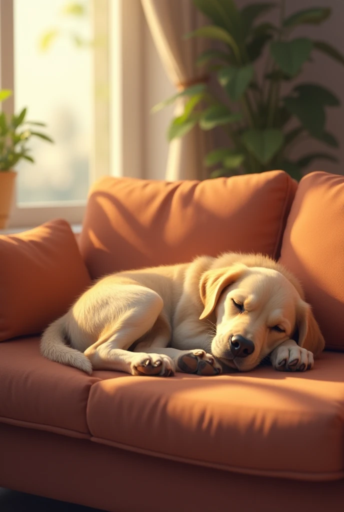 Dog lying on sofa 