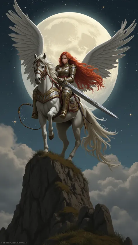 Lilith is depicted as a symbol of women's power and freedom. Long wavy sun-red hair falls down her shoulders, amber eyes sparkle. While his snow-white skin shines brightly as the moon, he wears armor with red gold detailing, giving him an elegant yet power...