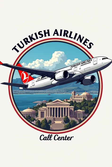 Turkish airlines call center logo, Athens city name detail and Turkish airlines plane detail 