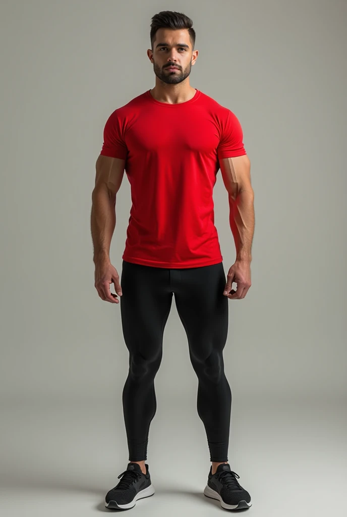 Make a skinny man with some muscle with red shirt