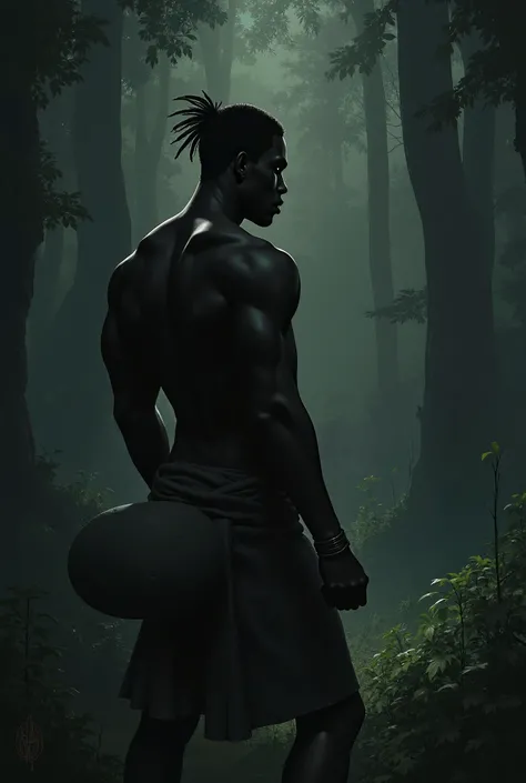 
"Obinna standing in the shadows of the forest, his face twisted in jealousy as he watches Uchenna kneel before the glowing Sacred Flower. His brow is furrowed, and his jaw clenched tightly. His hands grip a heavy stone behind his back, ready to strike. Th...