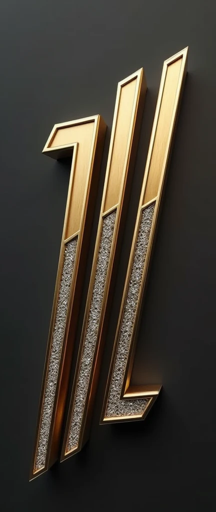 Create a 3D logo rod, Metal, gold, titanium, diamonds