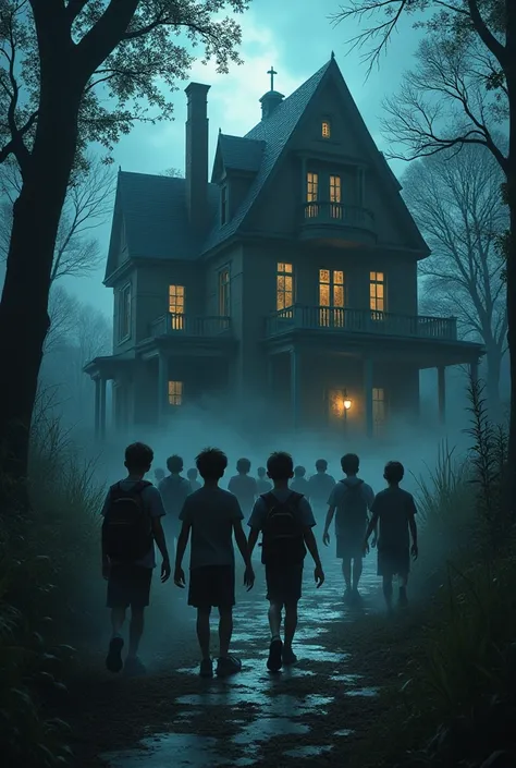 10 boys in a haunted house.