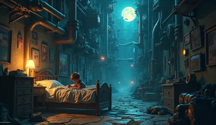 **Title**: *The Clockwork Dreams*

**Screenplay by**: [Your Name Here]

---

**INT. ORDINARY BEDROOM - NIGHT**

A small, cluttered bedroom bathed in moonlight. Posters of fantastical worlds and unfinished sketches line the walls. At the desk, **NILO**, an ...