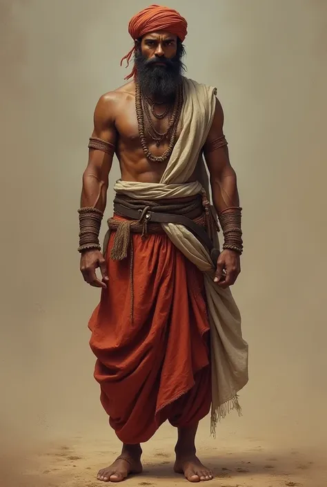 The warrior's clothing should be rural and traditional, like a dhoti, angarkha and a turban on the head.

The warrior's clothing should be rural and traditional, like a dhoti, angarkha and a turban on the head.

