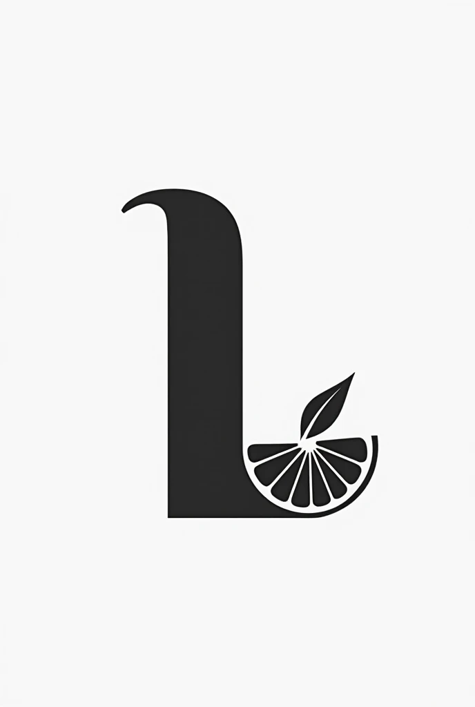 Create me a logo from letter "L". Black and white, "L" is inside a half od fruit, maby orange