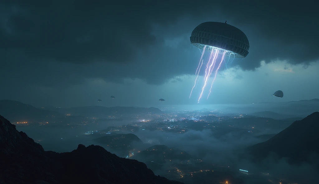  Intro – Mysterious Arrival
A dark, stormy horizon with faint flashes of lightning illuminating a vast futuristic battlefield. Players skydive into the scene, leaving glowing trails behind them. Below, misty mountains and neon-lit cities emerge through the...