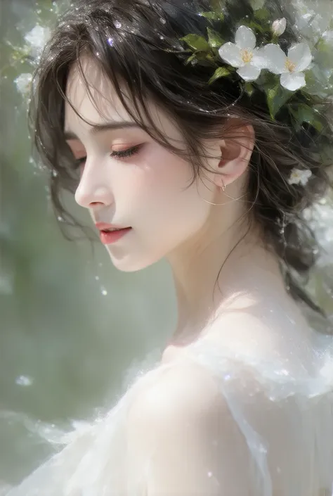  The woman with an oblique side face of memories is beautiful 　I'm narrowing my eyes with love 　forever　forever　forever
白い肌とても綺麗　Mysterious　 starry sky 　 Kasumigusa
Her expression is so beautiful that it's indescribable　
Flower Painting　 back view looking ...