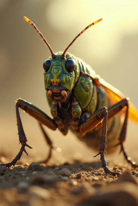 Create a locust fighting against fate and the world 