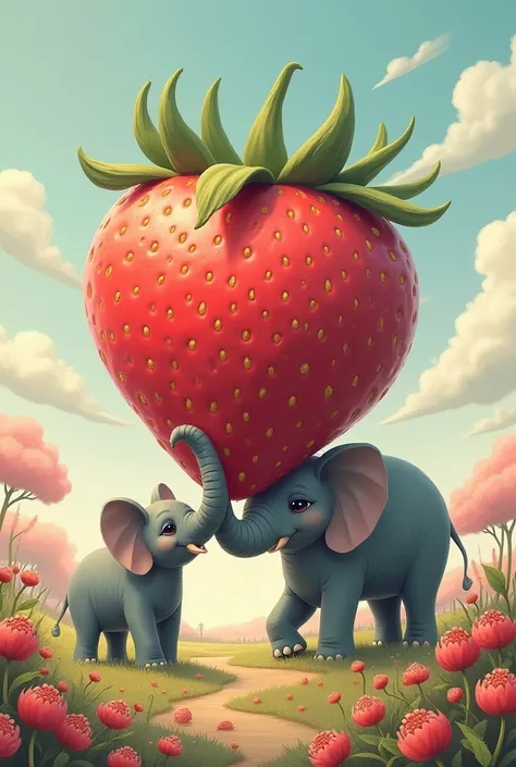 Elephant and strawberry
