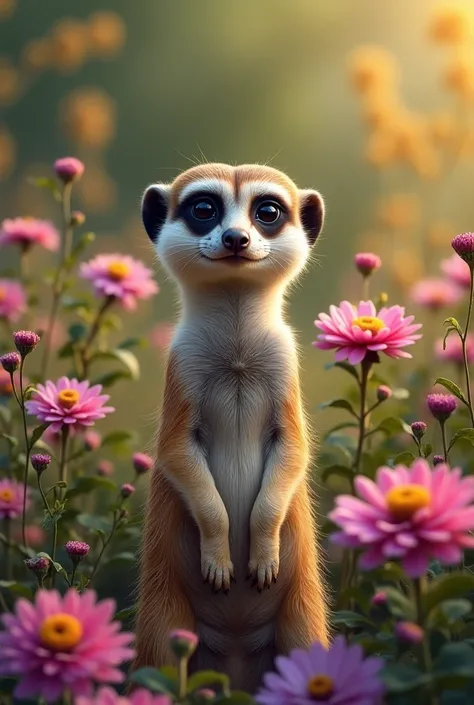 Meerkat with floral background