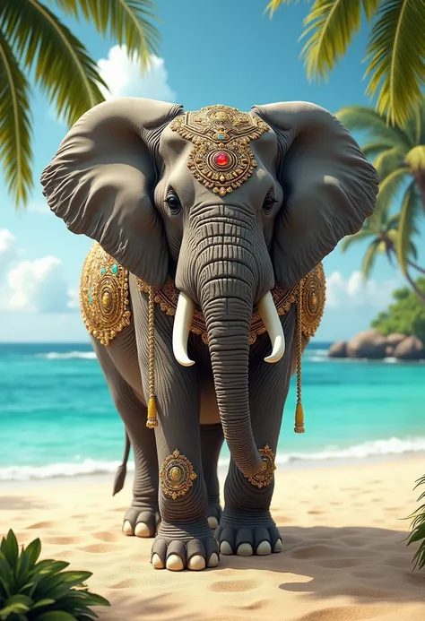 Glamorous elephant on the beach