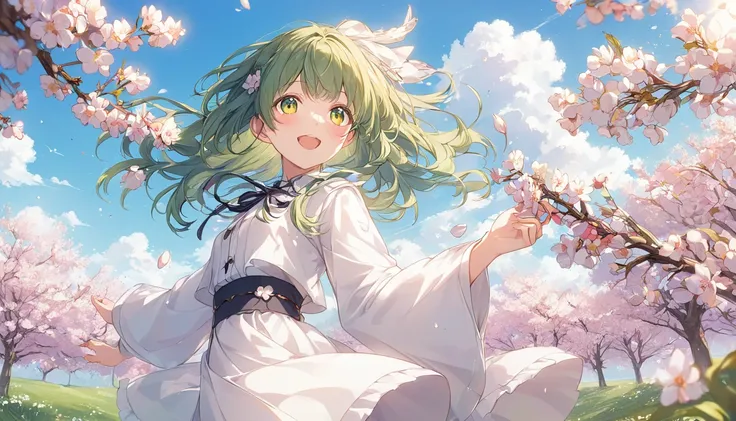 anime, girl, spring,