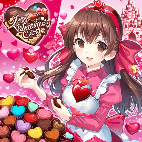  1 girl、Make lots of heart-shaped chocolates、Chocolate that shines in seven colors、 exciting 、Make Valentine's Day chocolate at a candy castle、Distribute chocolates to lots of people、