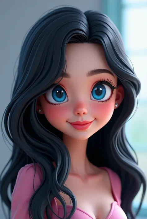  Woman black hair blue eyes Marvel cute cartoon 3d