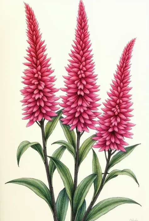 drawing of 3 astilbe flower