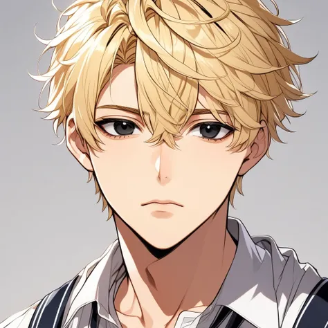 Blonde　 black eyes　Short Hair　 male high school student 　bad