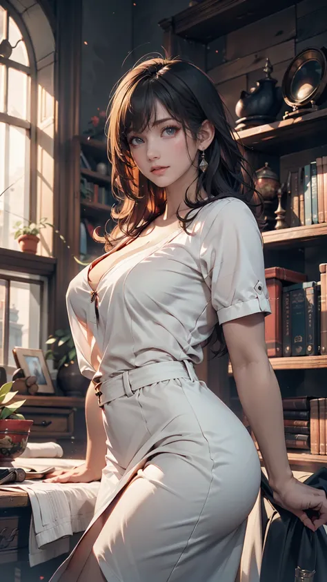  beautiful eyes, [Healthy], Picture of an old woman。Apparently in the Bible 、 is written on the back of the bookshelf。,  nice,  ( Rembrandt lighting),  Zeiss Lenses,  super real, (  curvy woman  : 1.2),  8K Ultra HD ,  dslr , Dramatic rim light,  High Qual...