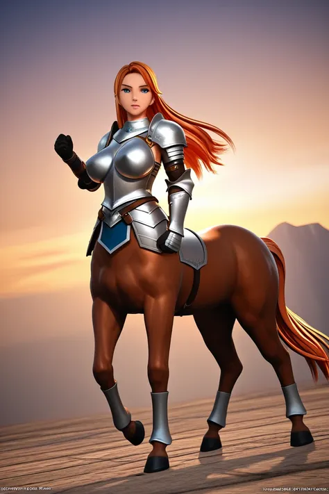 anime style, 1girl, big breasts, centaur, paladin, long hair, 3d, high resolution, high quality, hd