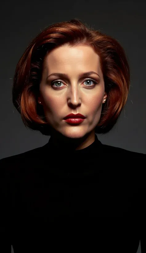 Dana Scully, black hair, short black top