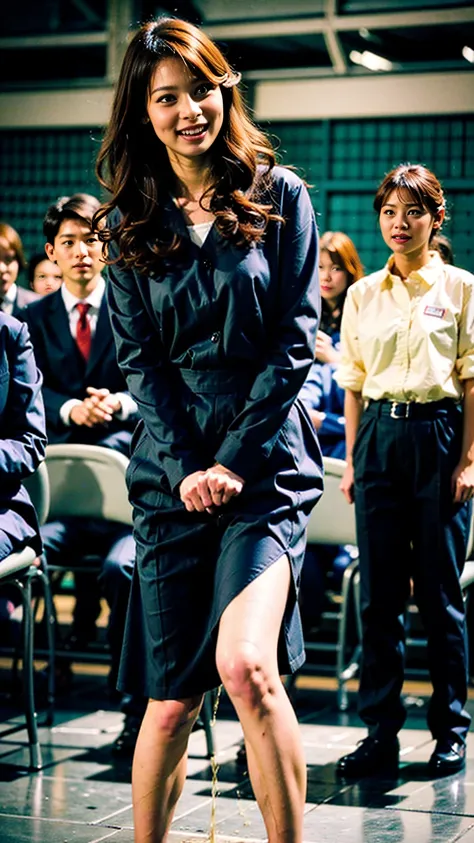 Female teacher urinates、 female teacher pees at graduation 、 Pee Leaking、 pee yourself 、 lots of pee 、from below、  staring at the audience 、 black suit 、 black miniskirt、 high heels、  perfect figure、 so beautiful、Japanese female teacher、 skirt tag 、学校の体育館で...