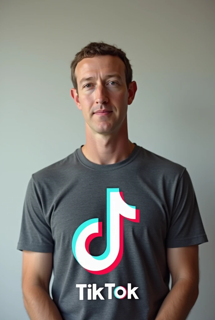 Mark Zuckerberg Wearing a t-shirt with a picture of the Tiktok logo