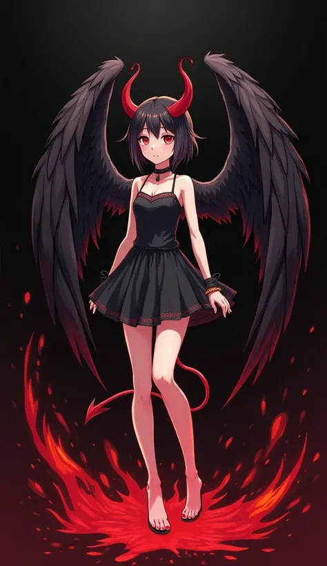 anime - style image of a woman with wings and a devil's head, an anime drawing by Jin Homura, trending on pixiv, Serial Art, black wings instead of arms, anime best girl, anime visual of a cute girl, anime moe artstyle, angel with black wings, demon anime ...