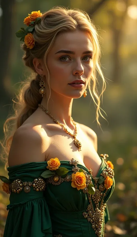 Margaret Tyrell - Game of Thrones ,Icon Aesthetic Golden roses wrap around a sleek emerald gown, each bloom sculpted to emphasize gentle curves and feminine grace. Margaret Tyrell - Game of Thrones Icon Aesthetic highlights a warm gaze that pairs confidenc...