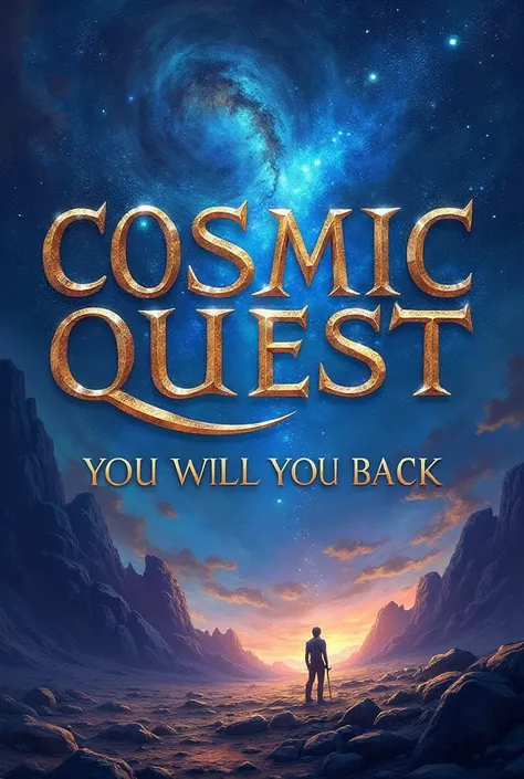 cover for a book with Cosmic background with the words cosmic quest : you will be backwritten on it 