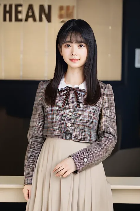 (masutepiece, Best Quality:1.2), 8k, 15yo student, 85 mm, Official art, Raw photo, absurderes, White dress shirts, Pretty Face, close up, Upper body, violaceaess, gardeniass, Beautiful Girl, School uniform, (Navy pleated skirt:1.1), Cinch West, thighs thig...