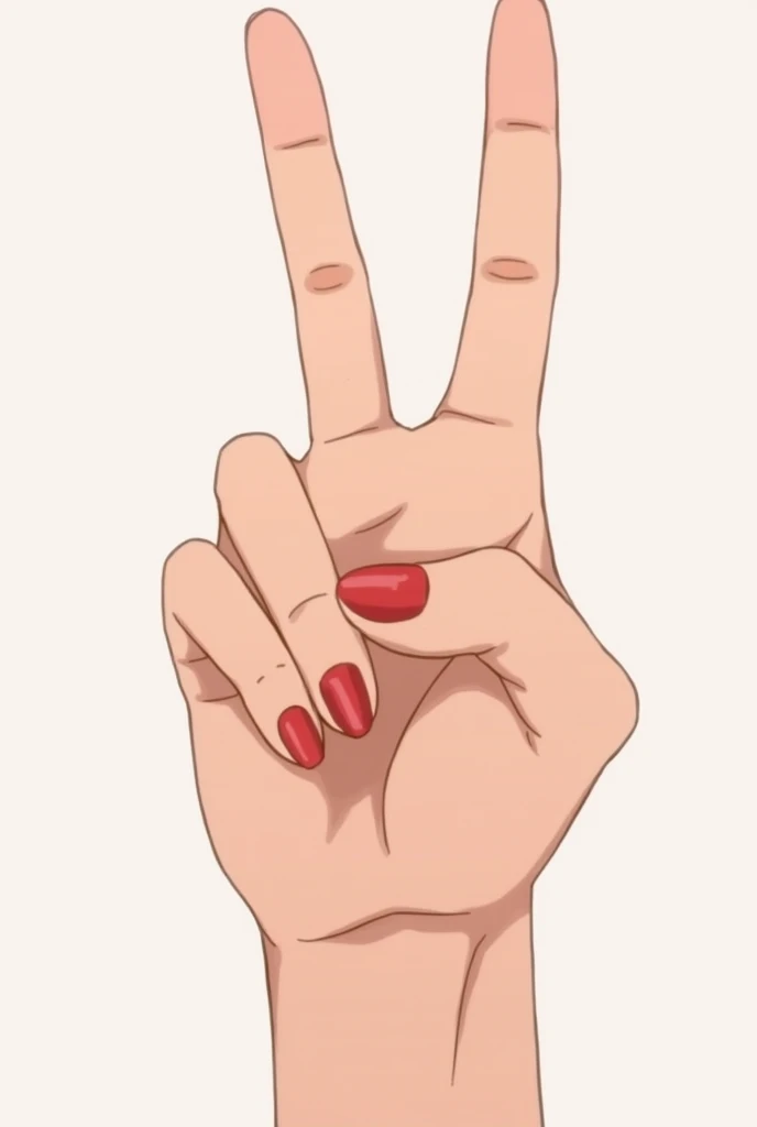 Create an anime image of a hand with your thumb, Index and middle finger raised 