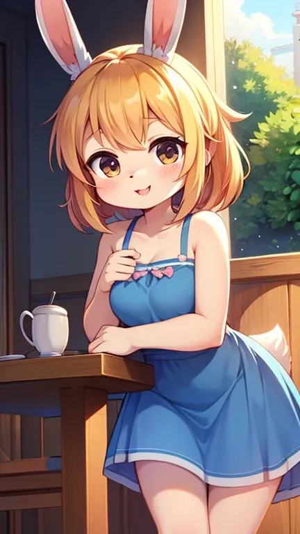 Female furry cute adorable beautiful kawaii nice sara the Bunny with cute adorable beautiful kawaii nice Good morning breakfast ravello dress sport 2d cartoon 2d animation 2d anime xl style 