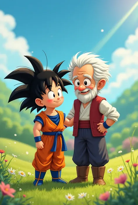 Little Goku and his grandpa