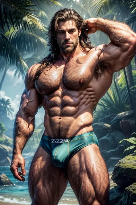 ((Tarzan)), ((best quality)), ((masterpiece)), ((super high resolution)), ((realism)), ((illustrations)), ((volumetric lighting)), ((depth of field)),  (light particles), ((bodybuilder)), ((handsome male)), ((manly)), ((hot male)), ((broad shoulders)), (((...