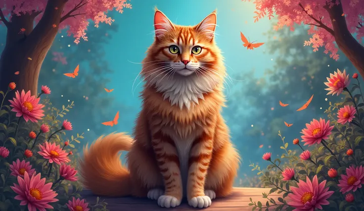 a majestic maine coon cat, anthropomorphic, in a colorful whimsical background, detailed vector art, by Brian Thomas, beautiful feline portrait, oil painting, highly detailed, vibrant colors, photorealistic