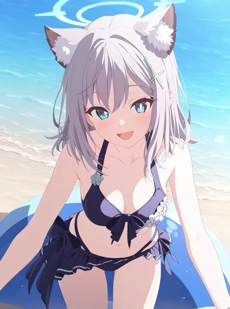  shiroko sunaookami ( Satou Shiroko) - Blue Archive ( blue archive) (1girl bikini ocean watersplash bubble）best quality ( best quality )、(Nonsense)、( very detailed)、( very beautiful way to hold ) information best quality 、 Ultra-fine、Most HD、 very detailed...