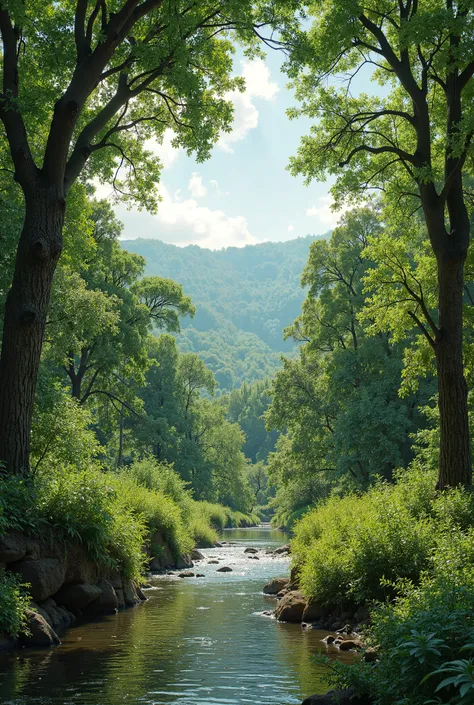 A green area in the distance There are agacs around and birds on top of the trees There is a river flowing from the back Happy people of the old era, there are old style clothes, old Turks and today there are people who are unhappy among them. The surround...